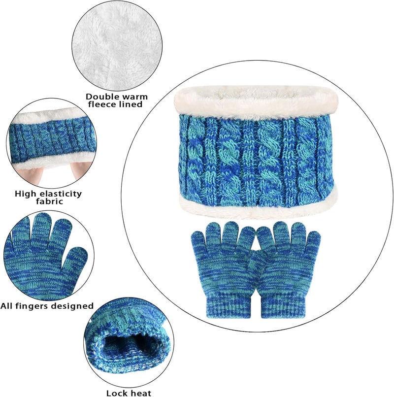 Machomby Kids Hat Scarf Gloves Set, Kids Winter Beanie Hat Scarf Gloves Set with Knit Thick Warm Fleece Lined for 1-6 Years Old - Image 5